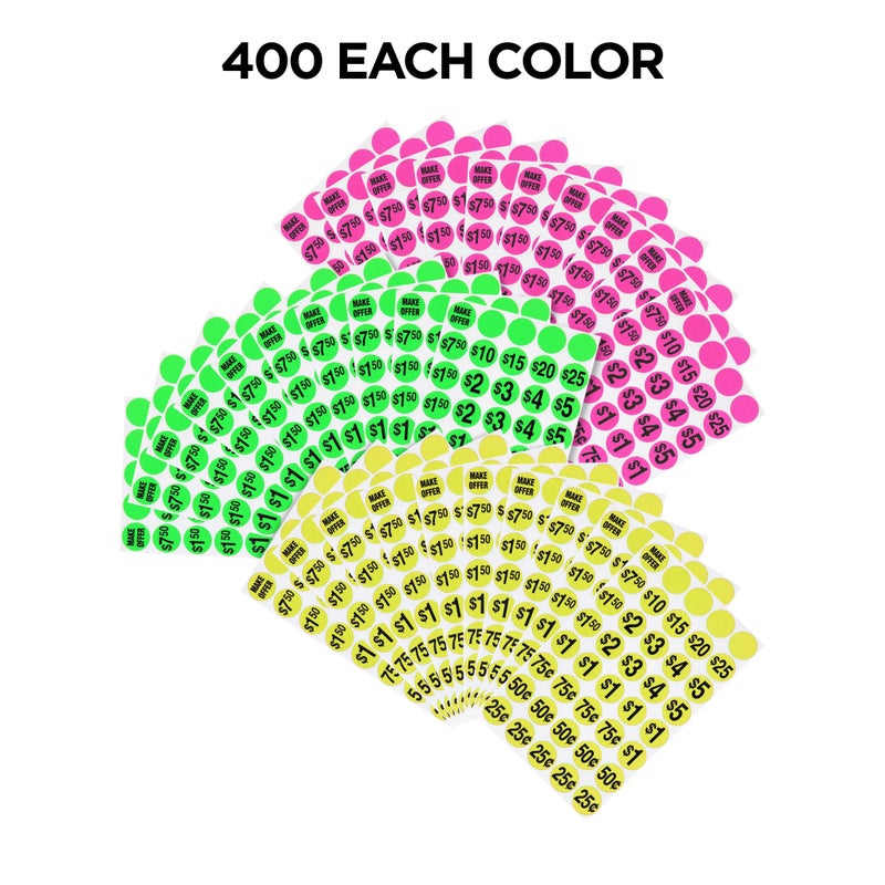 Sunburst Systems 3030 Garage Sale Sign Kit Includes: 3) Large Signs, 3) 11 x 14 Signs, 1,200 Yellow, Pink & Green Price Stickers, and 20 Large Pricing Cards - Image 4